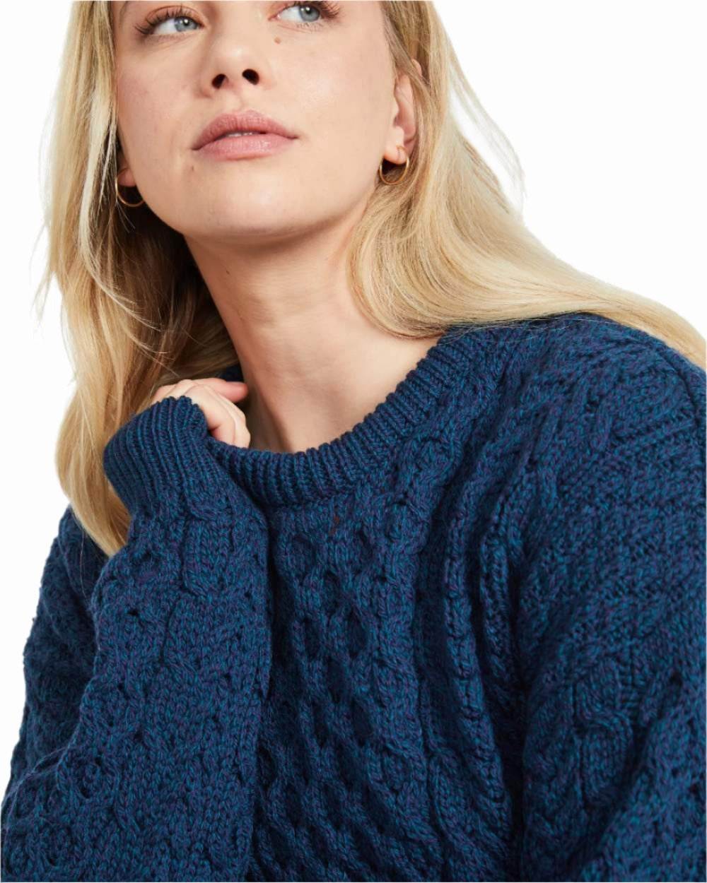 Atlantic Coloured Aran Inisheer Traditional Sweater on white background