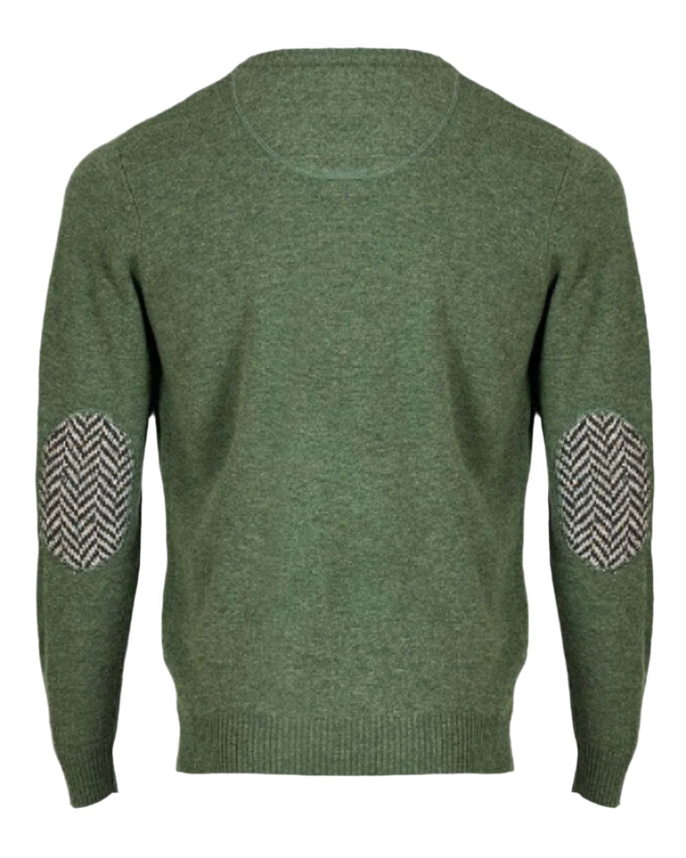 Green Coloured Aran Merino Wool Crew Neck Sweater on white background
