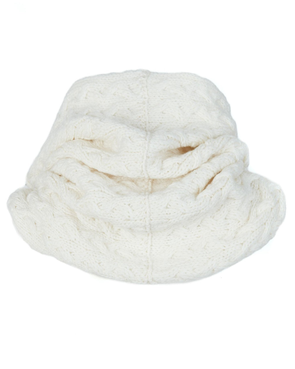 Cream coloured Aran Merino Wool Snood on white background