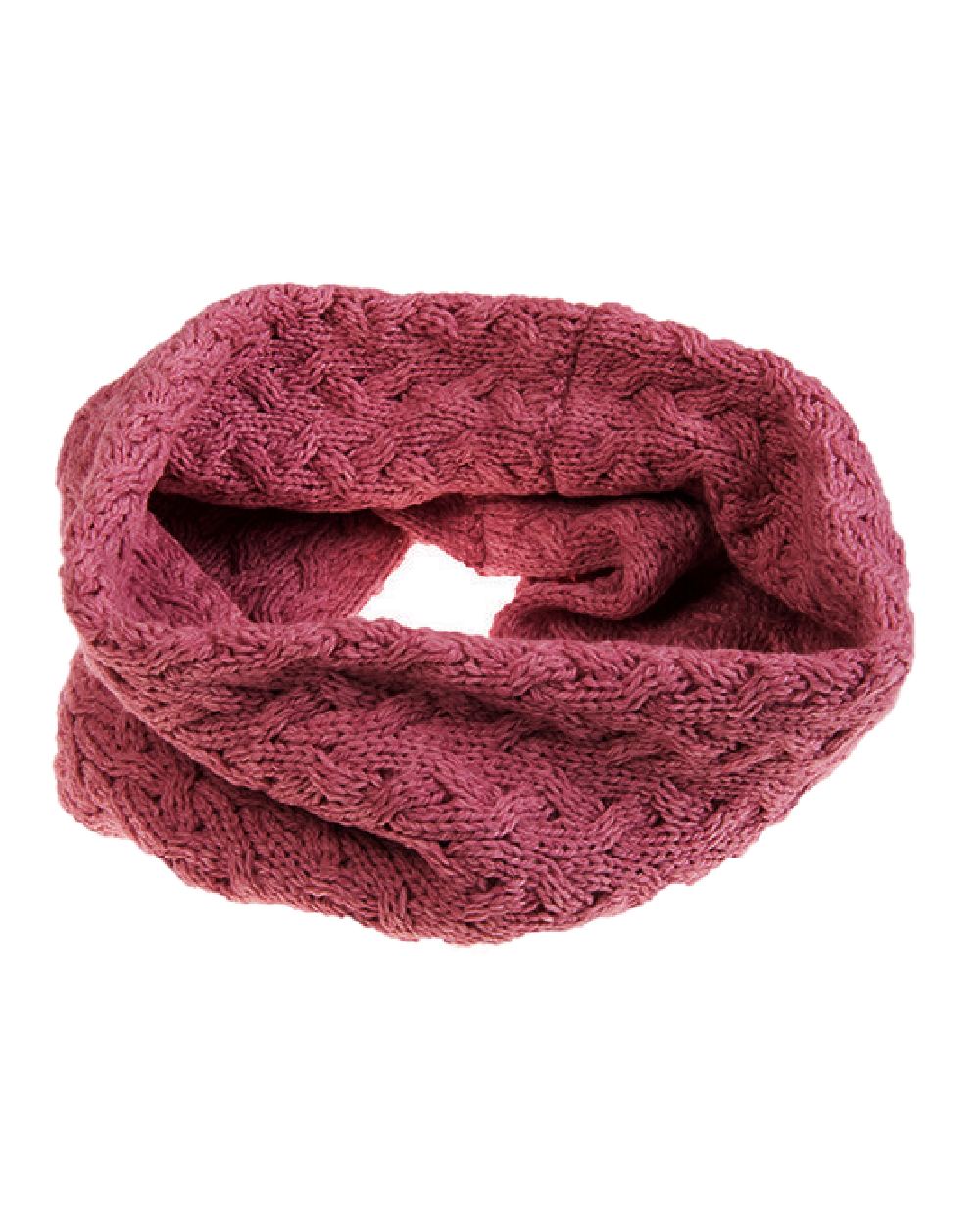 Jam coloured Aran Merino Wool Snood on white background