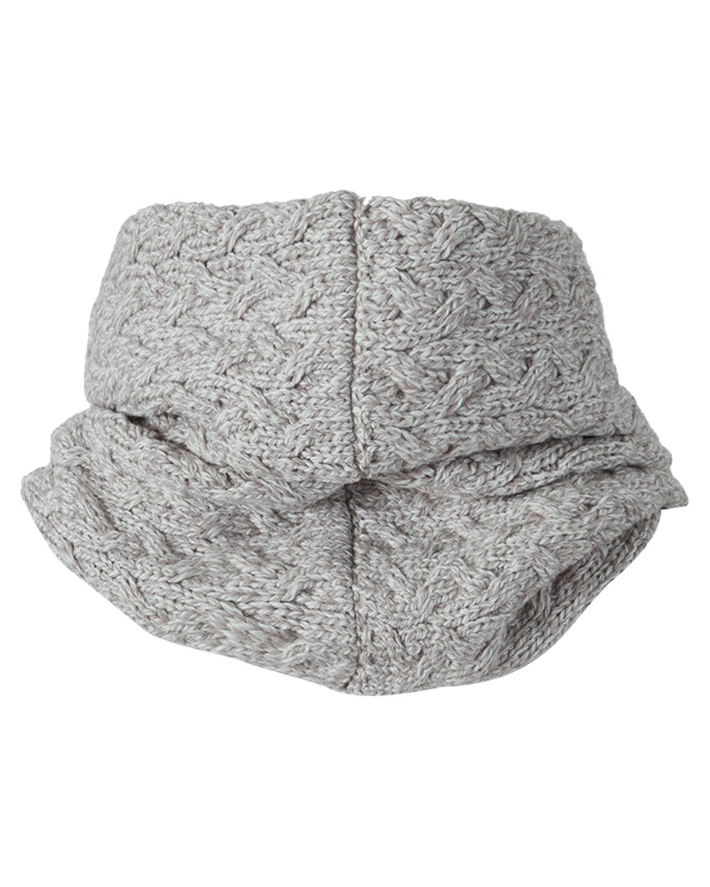 Oat coloured Aran Merino Wool Snood on white background