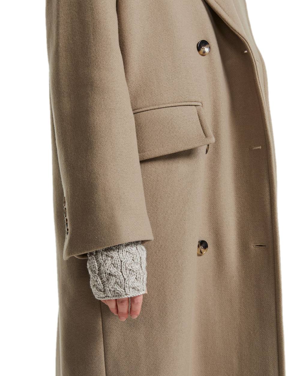 Oat Coloured Aran Supersoft Merino Fingerless Gloves on white background