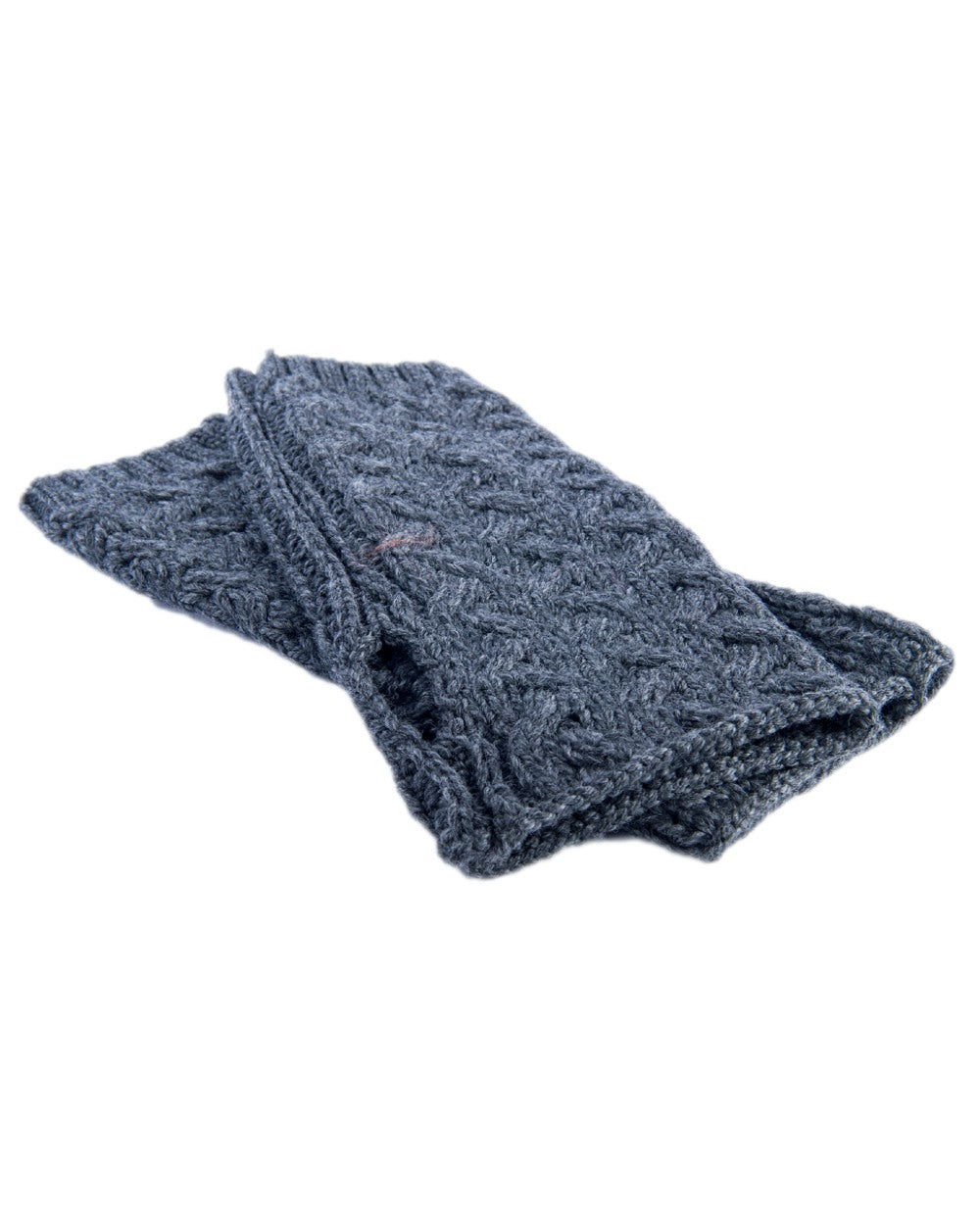 Slate Grey Coloured Aran Supersoft Merino Fingerless Gloves on white background