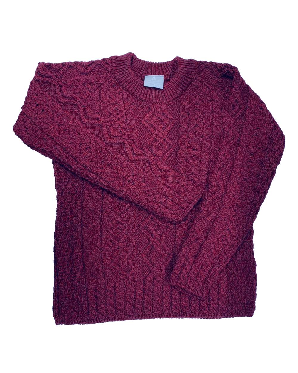 Rua Red Coloured Aran Sweater with Raglan Sleeve on white background