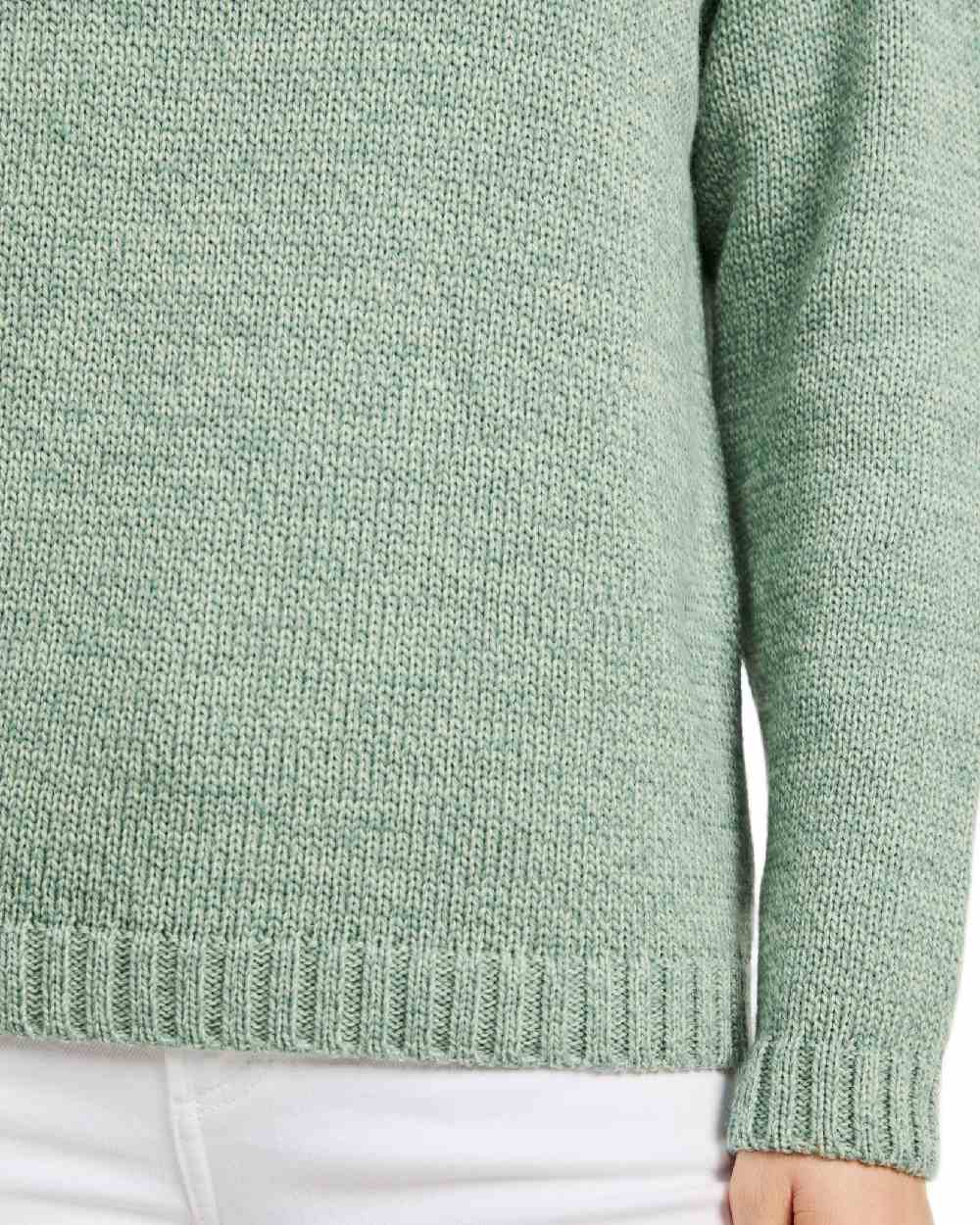 Mint Coloured Aran Womens Aoife Supersoft Crewneck Sweater on white background