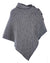 Aran Herringbone Poncho with Buttons in Charcoal #colour_charcoal