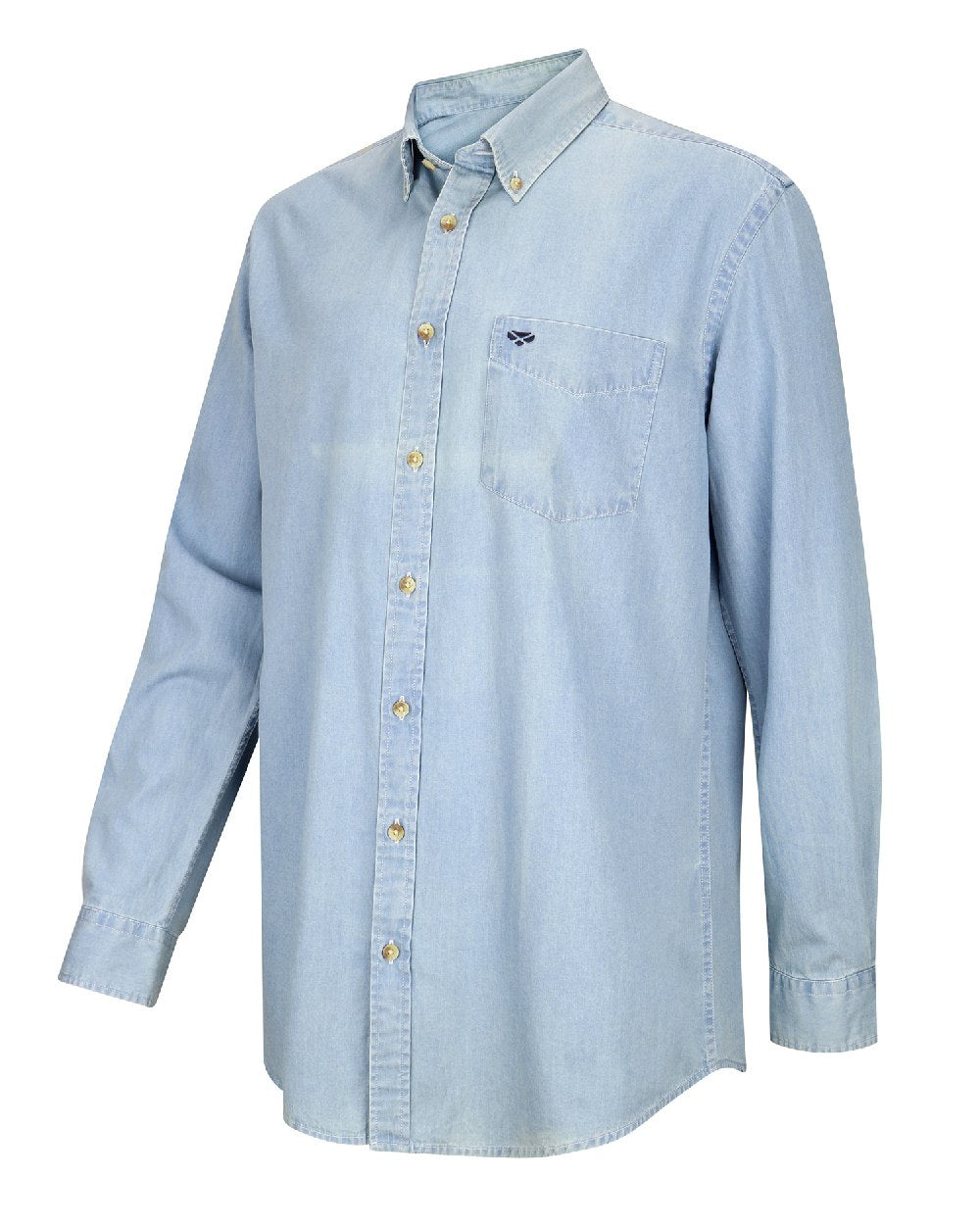 Light Blue coloured Hoggs of Fife Archerfield Denim Shirt on white background  