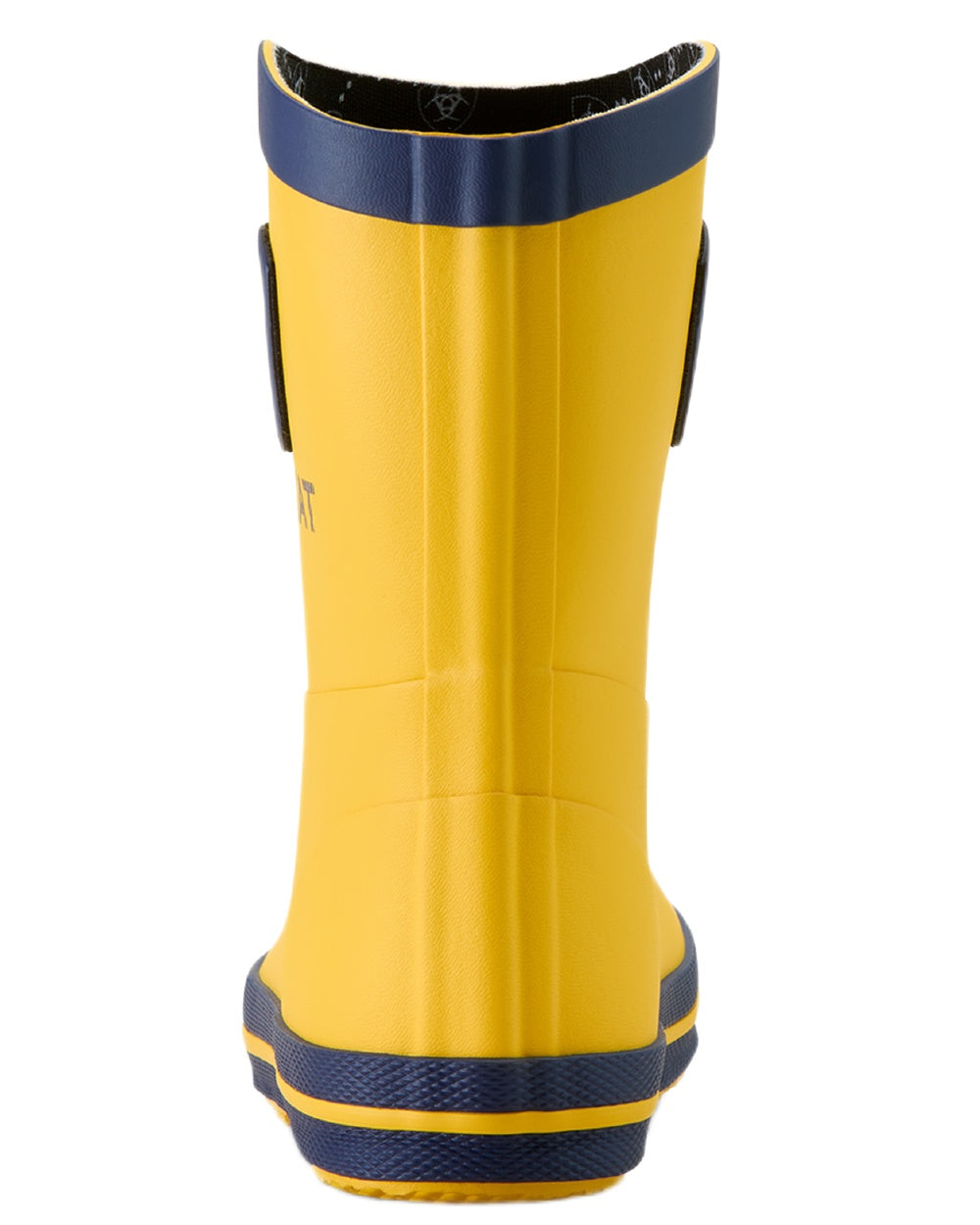 Yellow coloured Ariat Childrens Kelmarsh Rubber Boots on white background