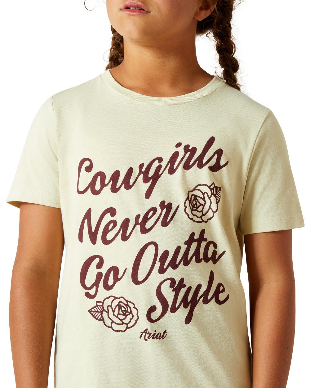 Wheat Coloured Ariat Childrens Never Outta Style T-Shirt on white background