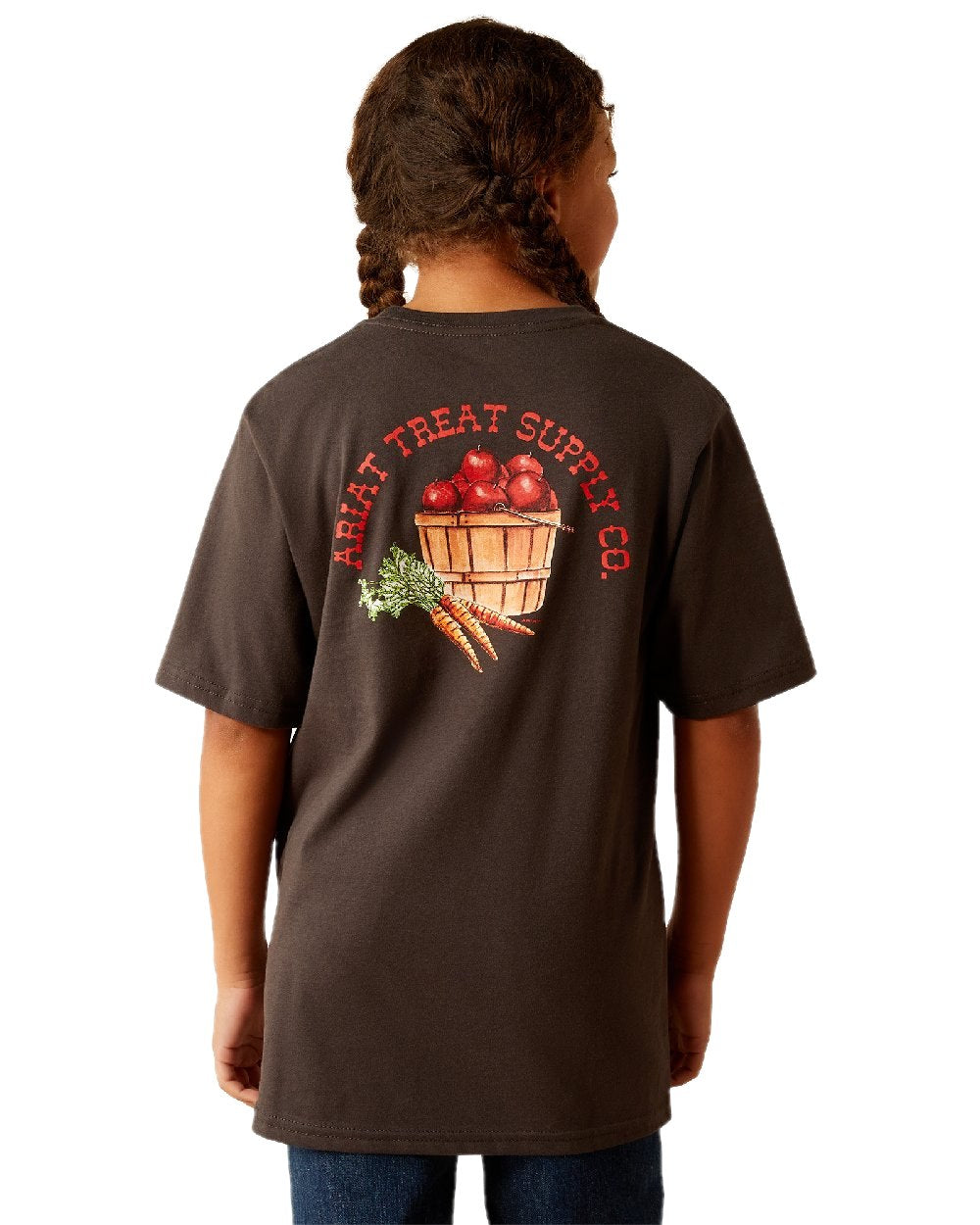 Vintage Black coloured Ariat Childrens Treat Supply T-Shirt on white background