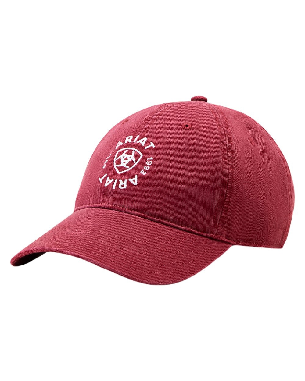 Burgundy coloured Ariat Country Cap on white background
