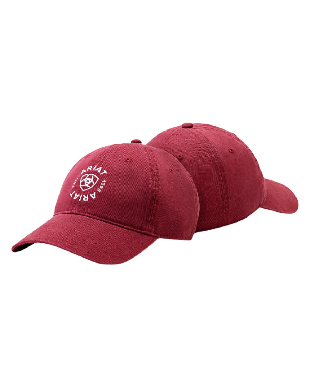 Burgundy coloured Ariat Country Cap on white background