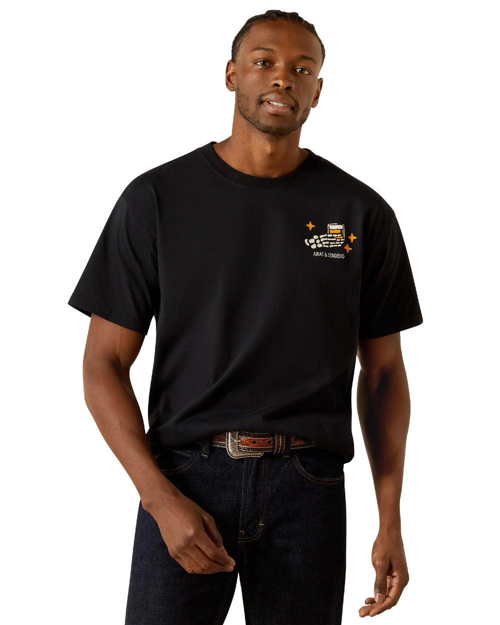 Black Coloured Ariat Mens Sendero When Life Gives You Agaves T-Shirt on white background
