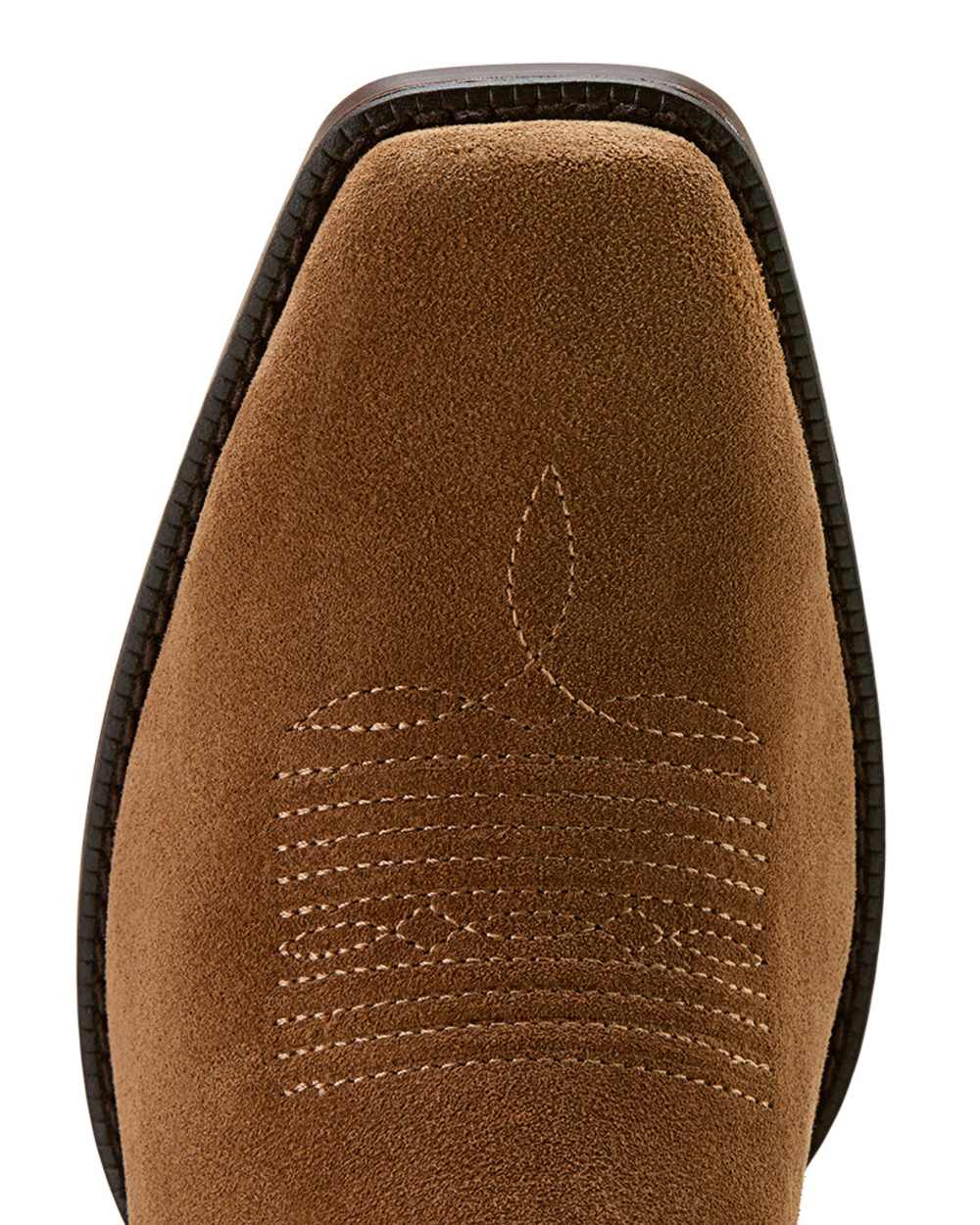 Chestnut Suede coloured Ariat Mens Bodie Square Toe Western Boots on white background