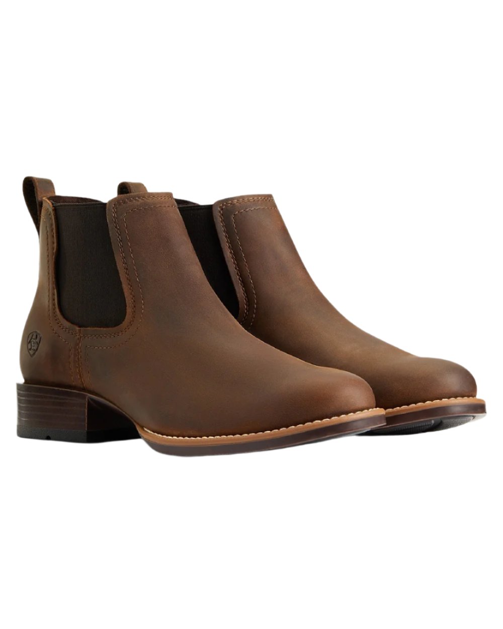 Distressed Brown Coloured Ariat Mens Booker Ultra Round Toe Western Boot on white background