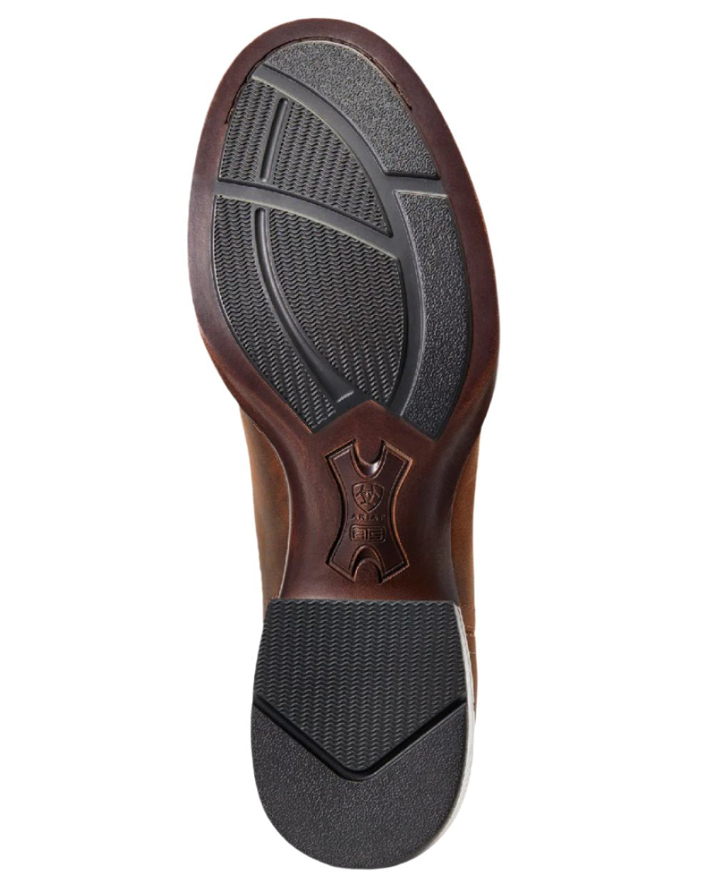 Distressed Brown Coloured Ariat Mens Booker Ultra Round Toe Western Boot on white background