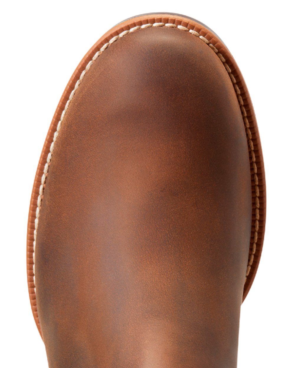 Distressed Brown Coloured Ariat Mens Booker Ultra Round Toe Western Boot on white background