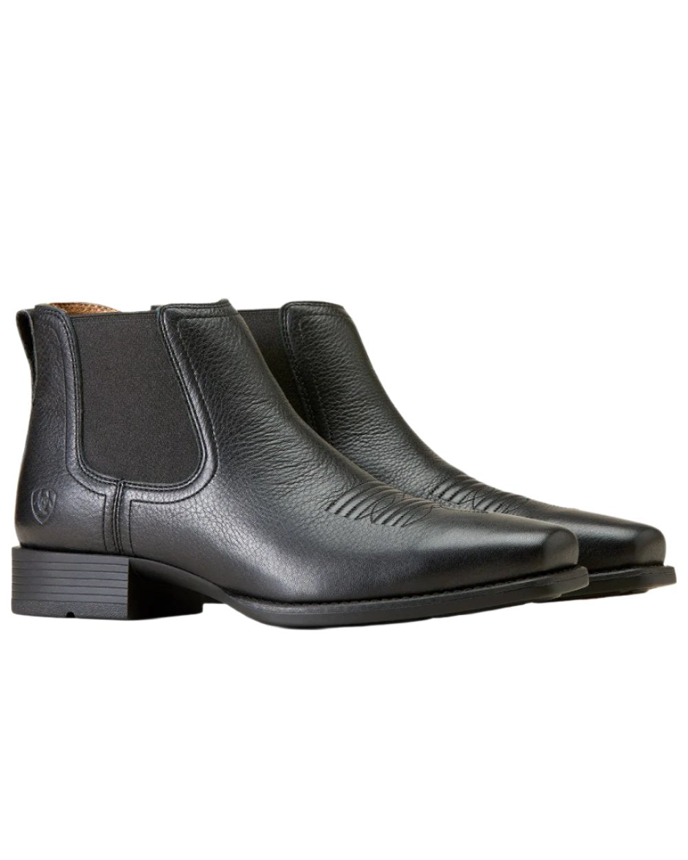 Black Deertan Coloured Ariat Mens Booker Ultra Square Toe Western Boot on white background