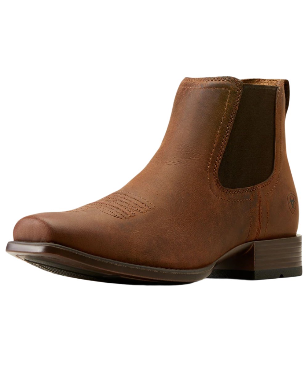 Rough Tan Coloured Ariat Mens Booker Ultra Square Toe Western Boot on white background