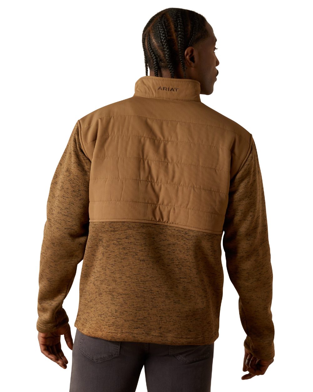 Khaki Coloured Ariat Mens Caldwell Reinforced Snap Sweater on white background