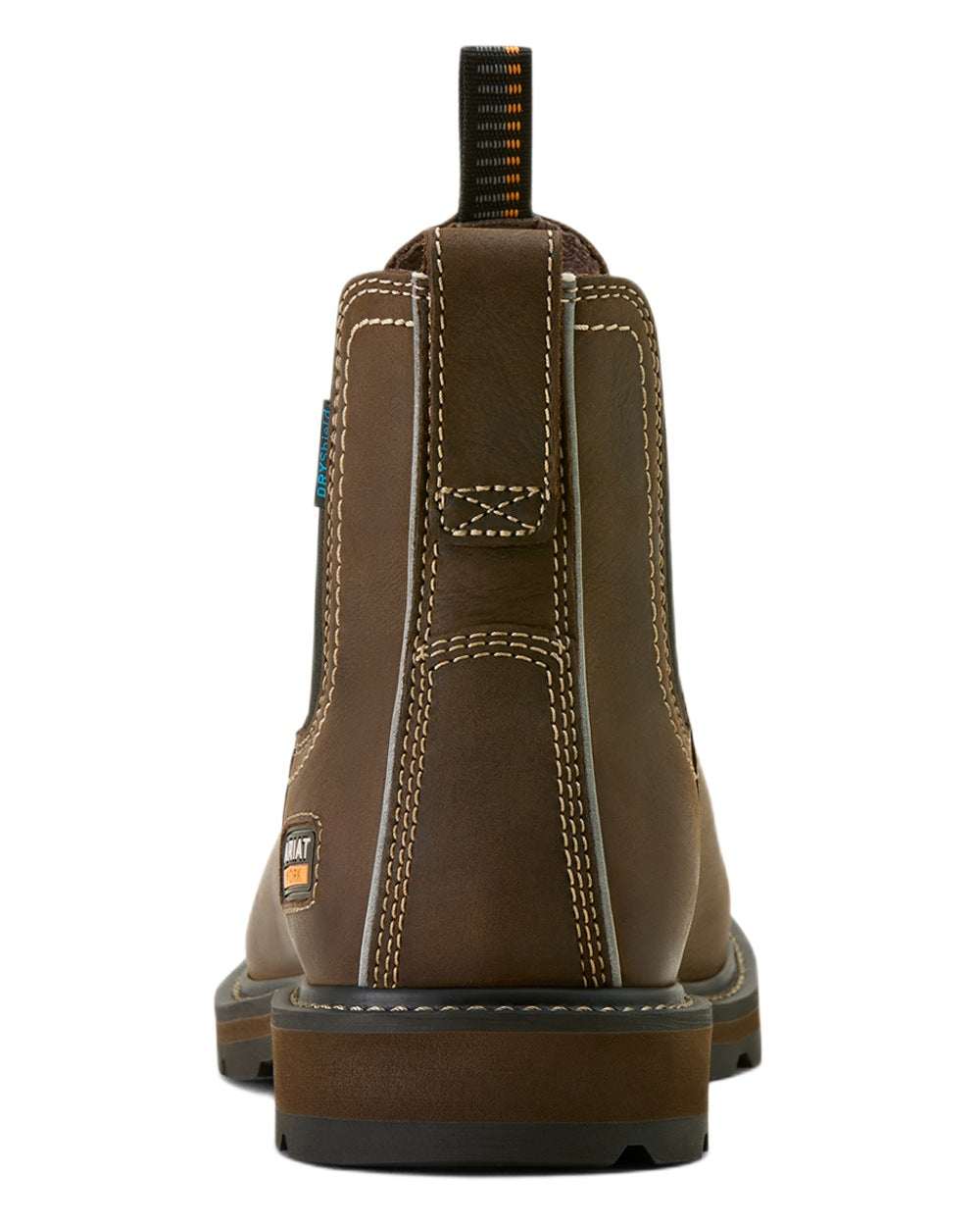 Dark Brown coloured Ariat Mens Groundbreaker Chelsea Waterproof Work Boots on white background