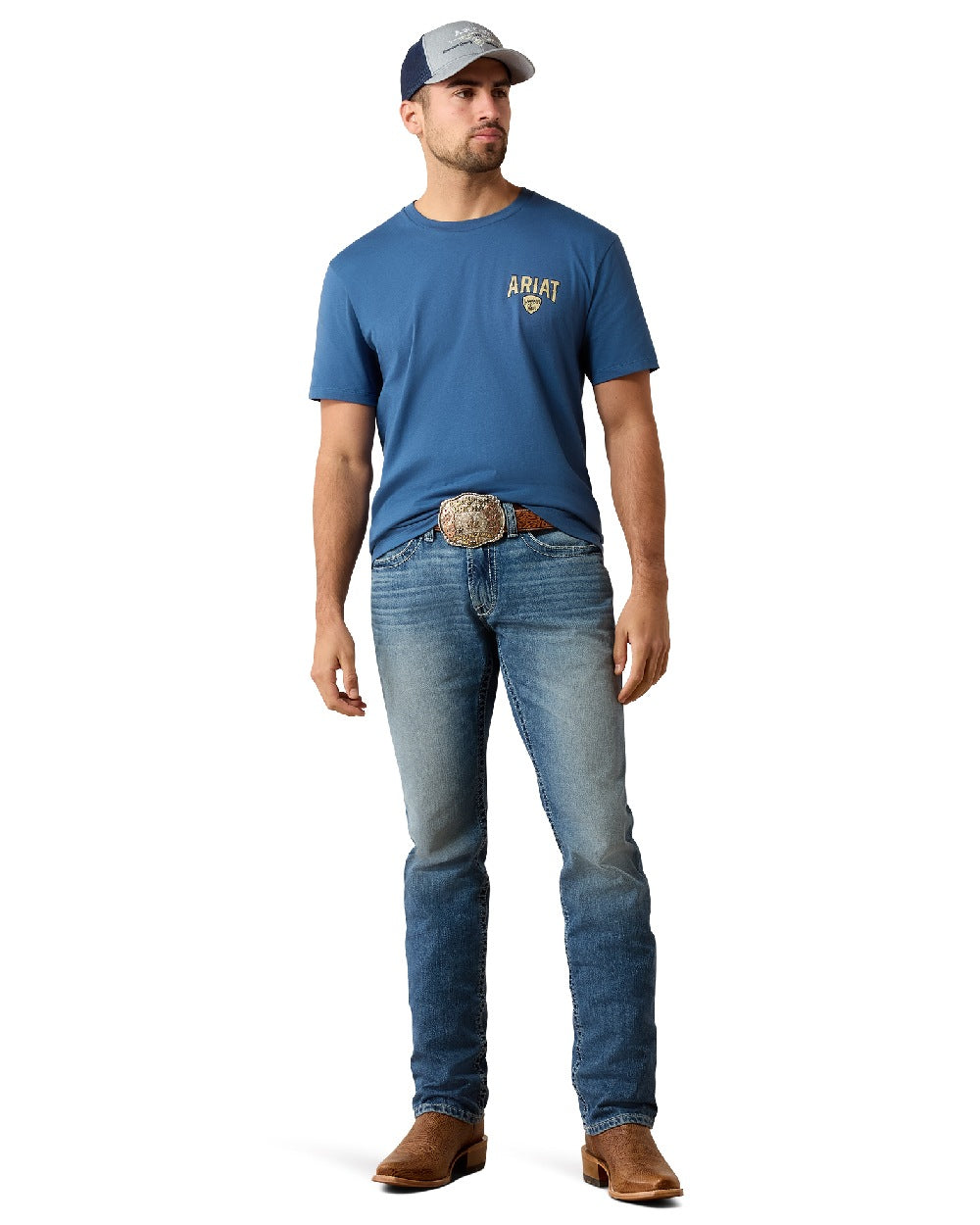 Grisalle coloured Ariat Mens Lone Longhorn T Shirt on white background