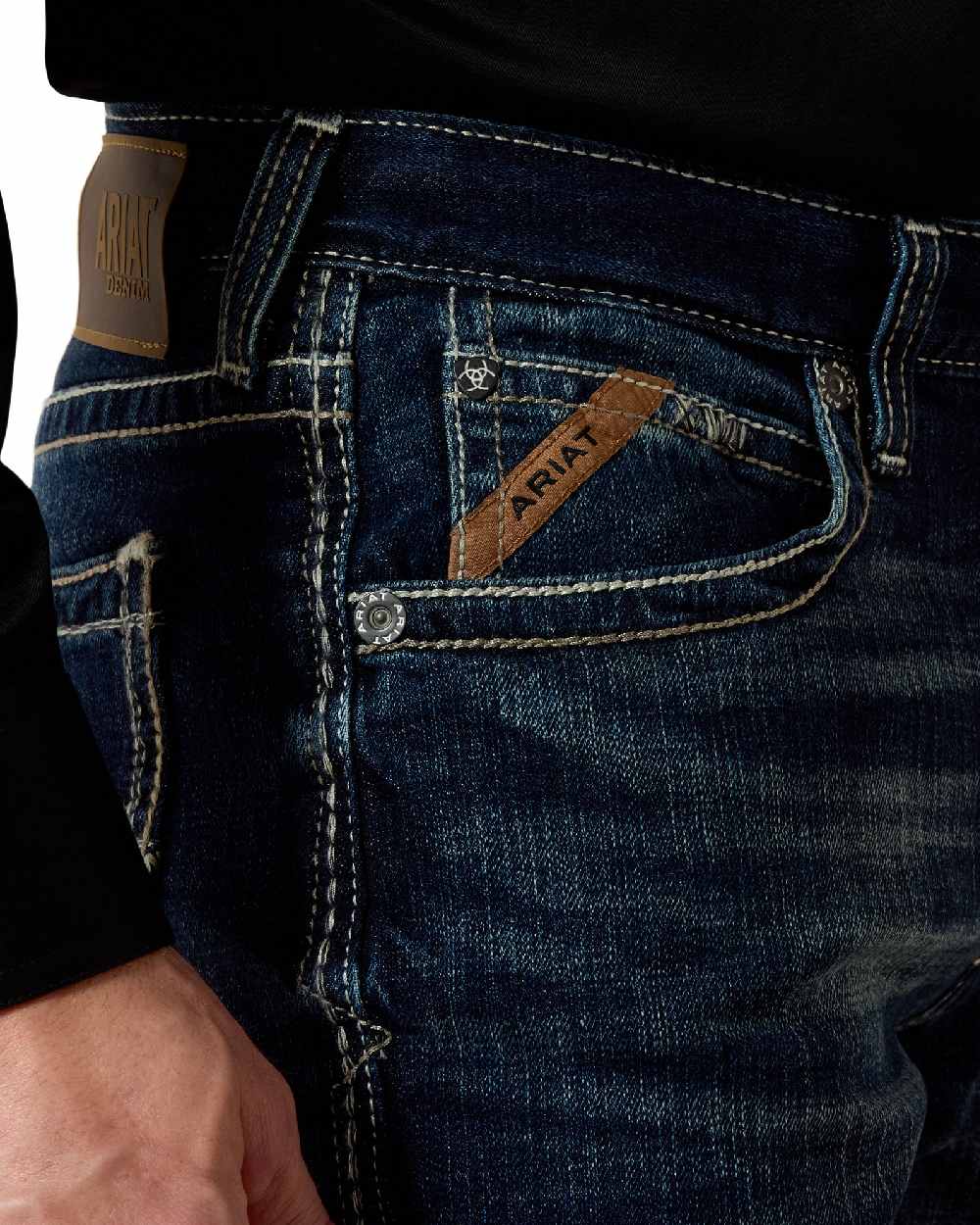 Turnout coloured Ariat Mens M4 Relaxed Adkins Boot Cut Jeans on white background