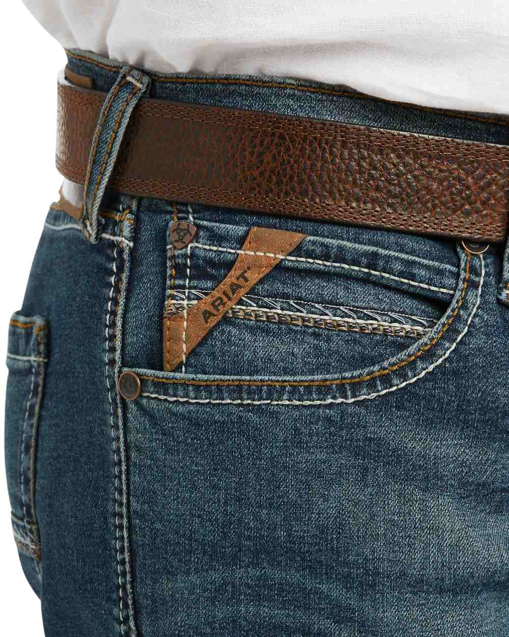 Grafton coloured Ariat Mens M8 Modern Tekstretch Sebastian Slim Leg Jean on white background