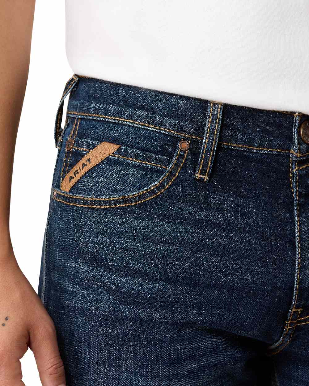 Kyle coloured Ariat Mens M8 Slim Taper Hansen Straight Leg Jeans on white background