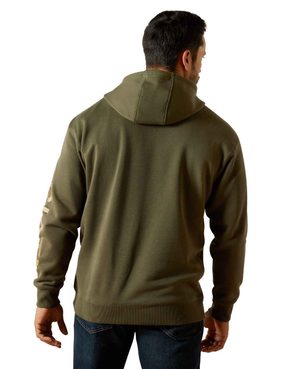 Grape Leaf Dried Herb coloured Ariat Mens Rebar Graphic Hoodie Clearance on white background