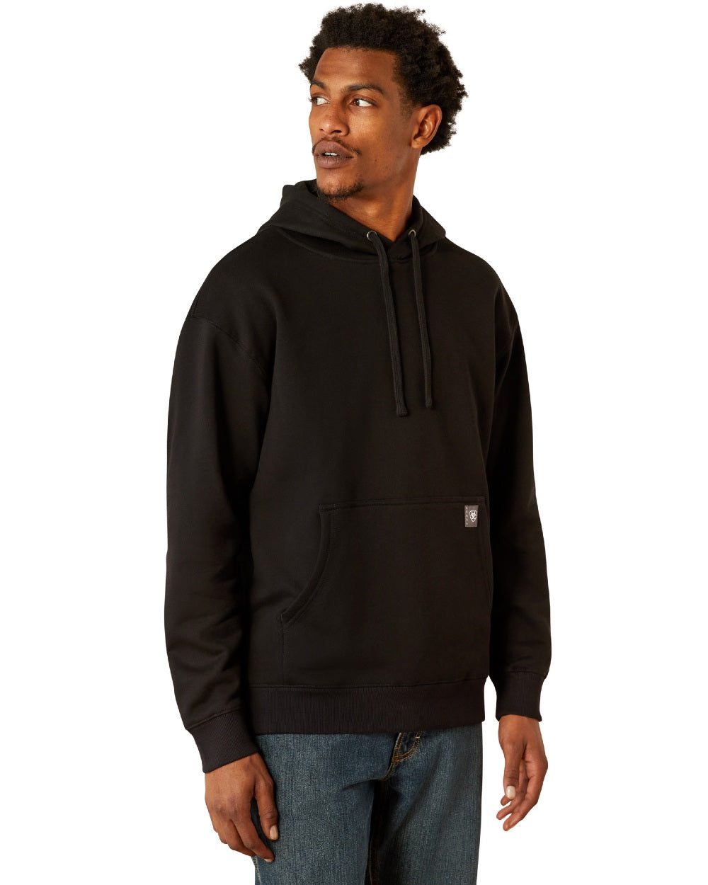 Black coloured Ariat Mens Rebar Workman Hardhead Hoodie on white background