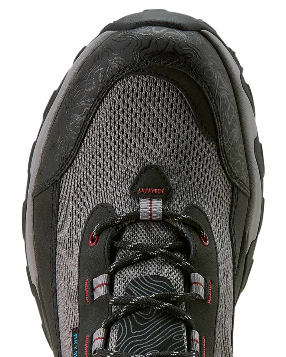 Black Grey coloured Ariat Mens Traverse Mid Waterproof Hiking Boots on white background