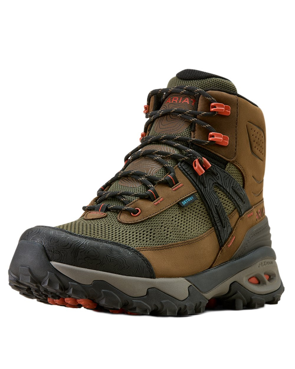 Brown Bark coloured Ariat Mens Traverse Mid Waterproof Hiking Boots on white background