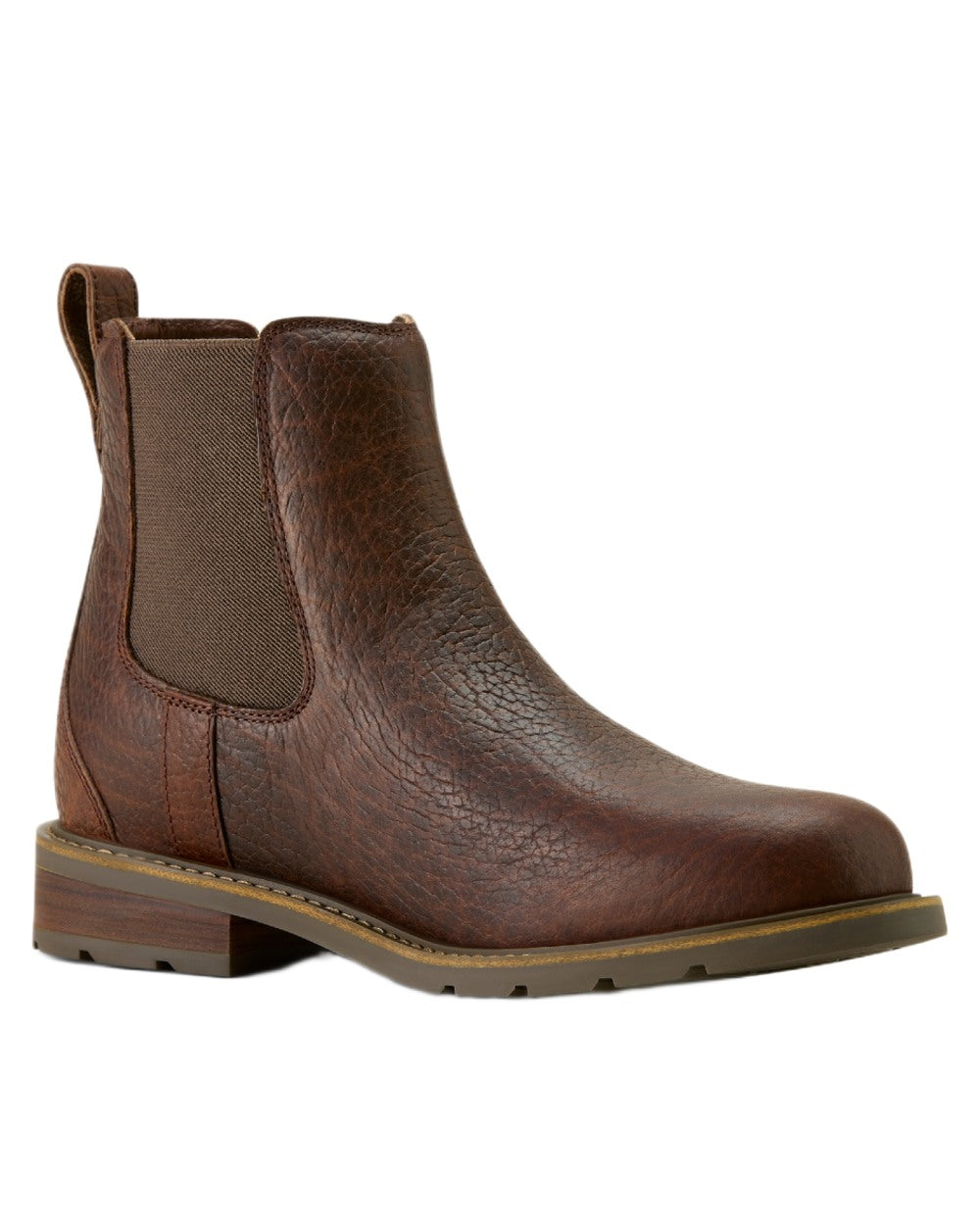 Cognac Bison coloured Ariat Mens Wexford Bison Chelsea Boots on white background