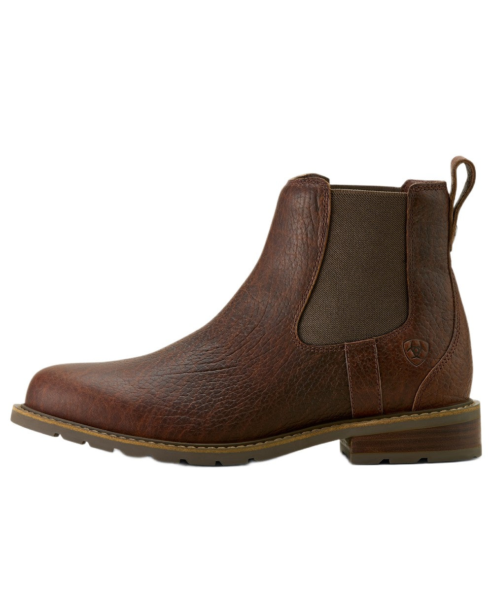 Cognac Bison coloured Ariat Mens Wexford Bison Chelsea Boots on white background
