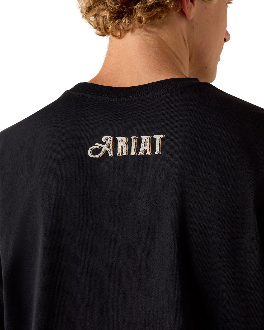 Washed Black coloured Ariat Mens Wild Life Boxy T-Shirt on white background