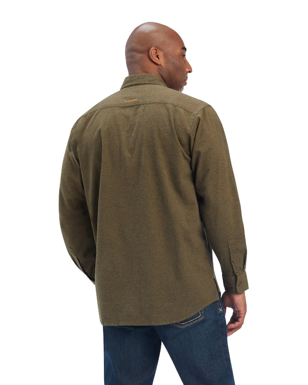 Wren Heather coloured Ariat Rebar Flannel Durastretch Work Shirt on white background