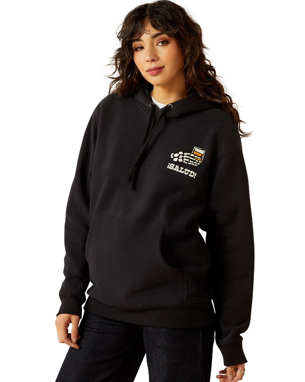 Black Coloured Ariat Mens Sendero When Live Gives You Agaves Hoodie on white background