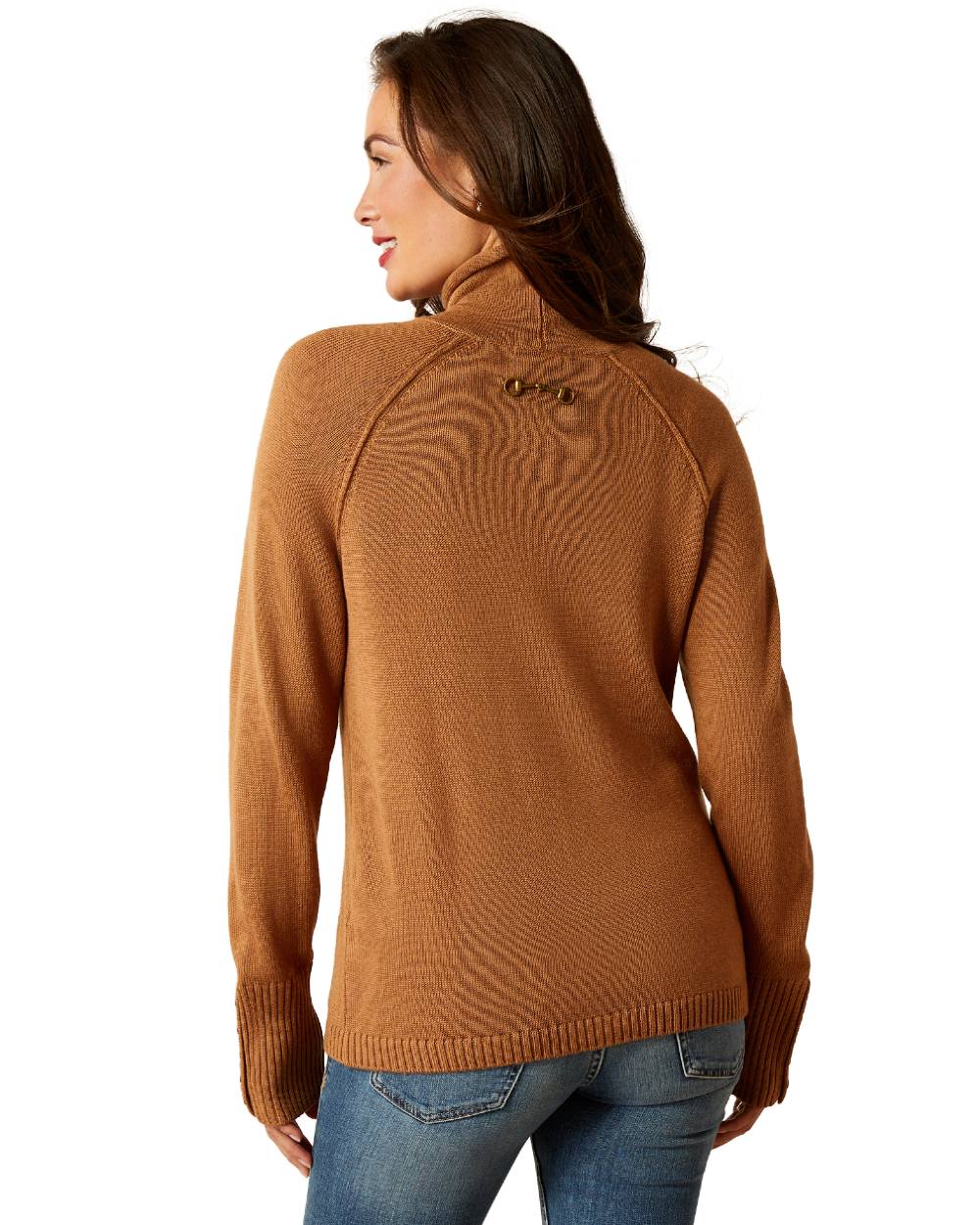 Camel coloured Ariat Womens Bahia Sweater on white background