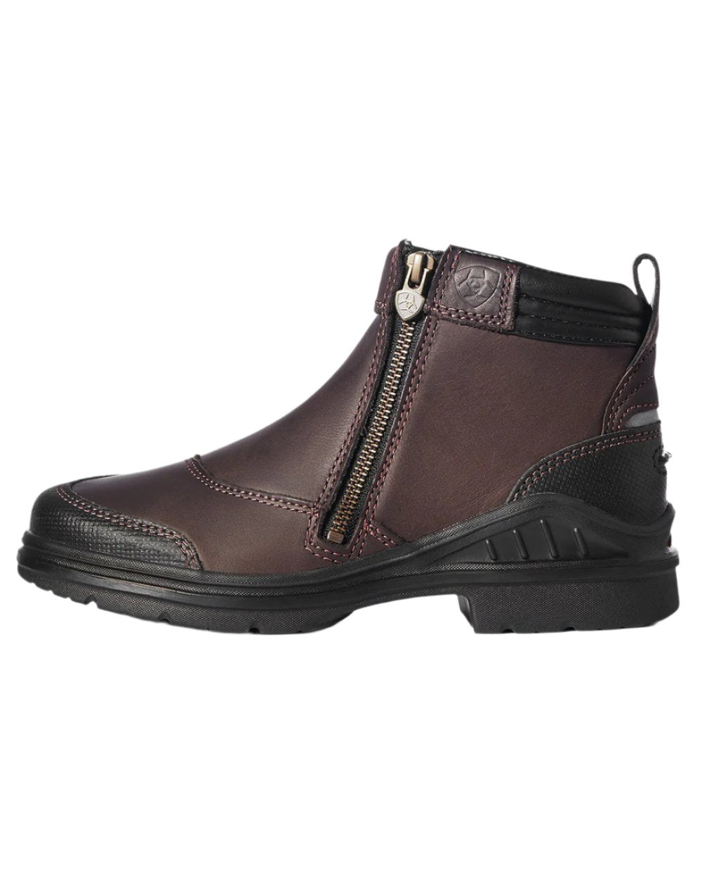 Dark Brown Coloured Ariat Womens Barnyard Side Zip Boot on white background