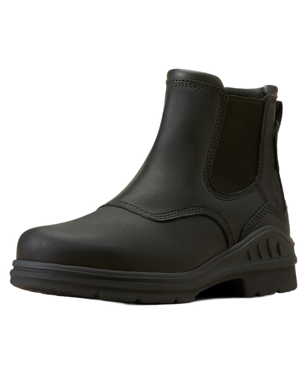 Black coloured Ariat Womens Barnyard Twin Gore II Waterproof Boot on white background