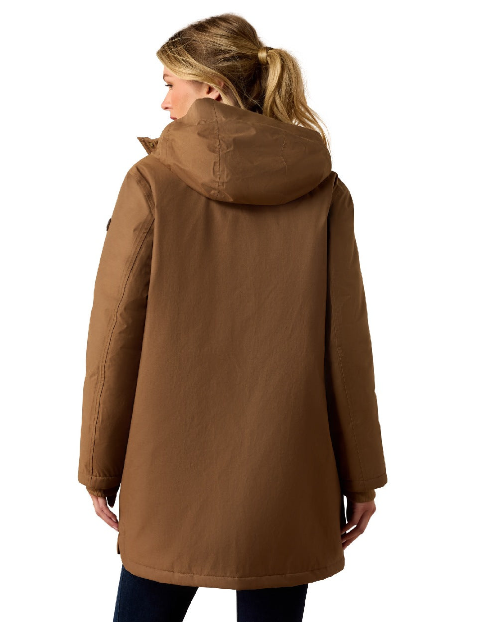 Malt colour Ariat Womens Barrowmere Waterproof Insulated Parka on white background