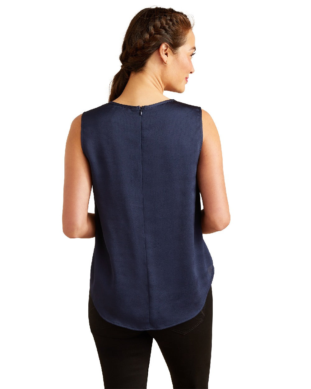 Navy Coloured Ariat Womens Bayview Blouse on white background