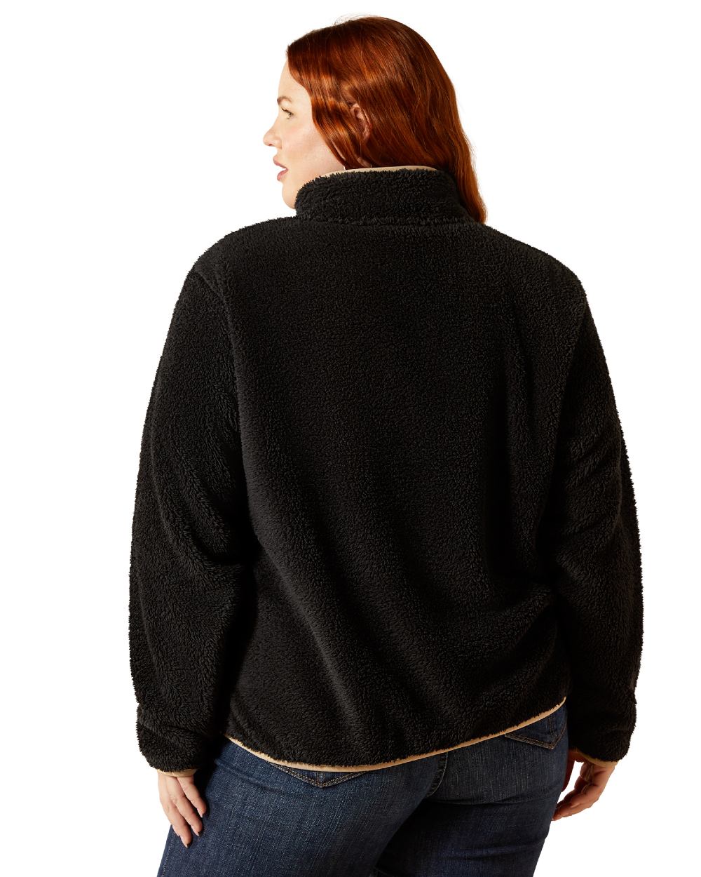 Black Coloured Ariat Womens Berber Snap Front Sweatshirt on white background