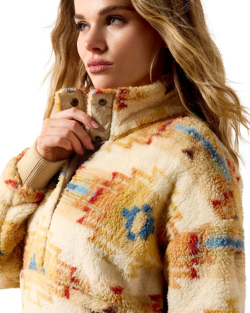 Sonoma Southwest Print coloured Ariat Womens Berber Sweatshirt on white background