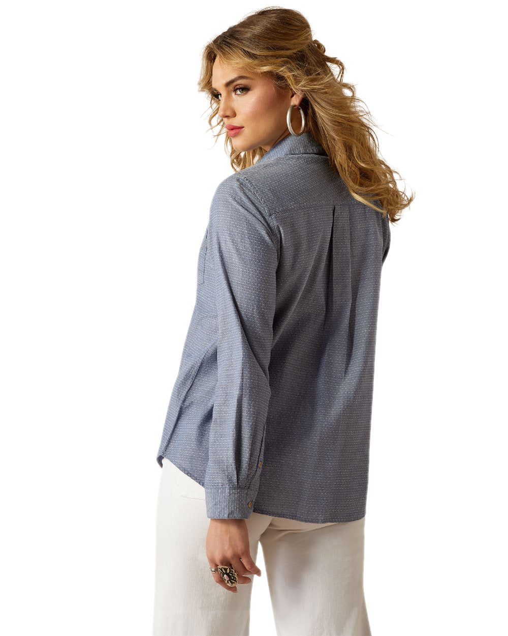 Chambray Dobby coloured Ariat Womens Billie Jean Shirt on white background