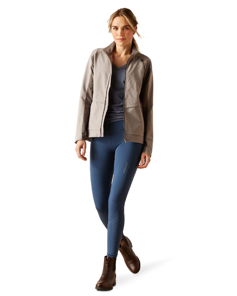 Zinc Coloured Ariat Womens Breathe Deep Jacket on white background