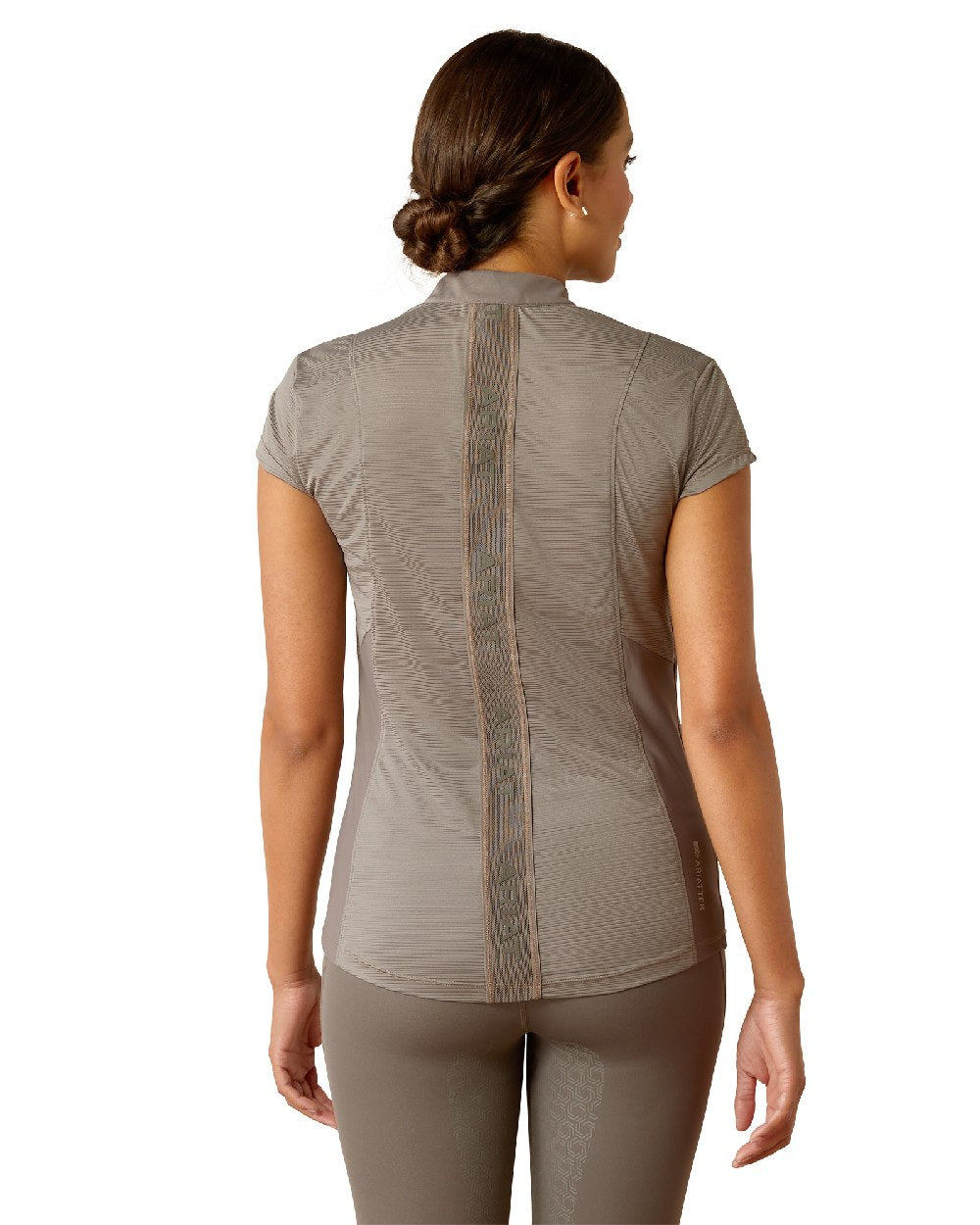 Plum Grey coloured Ariat Womens Breathe Quarter Zip Baselayer on white background