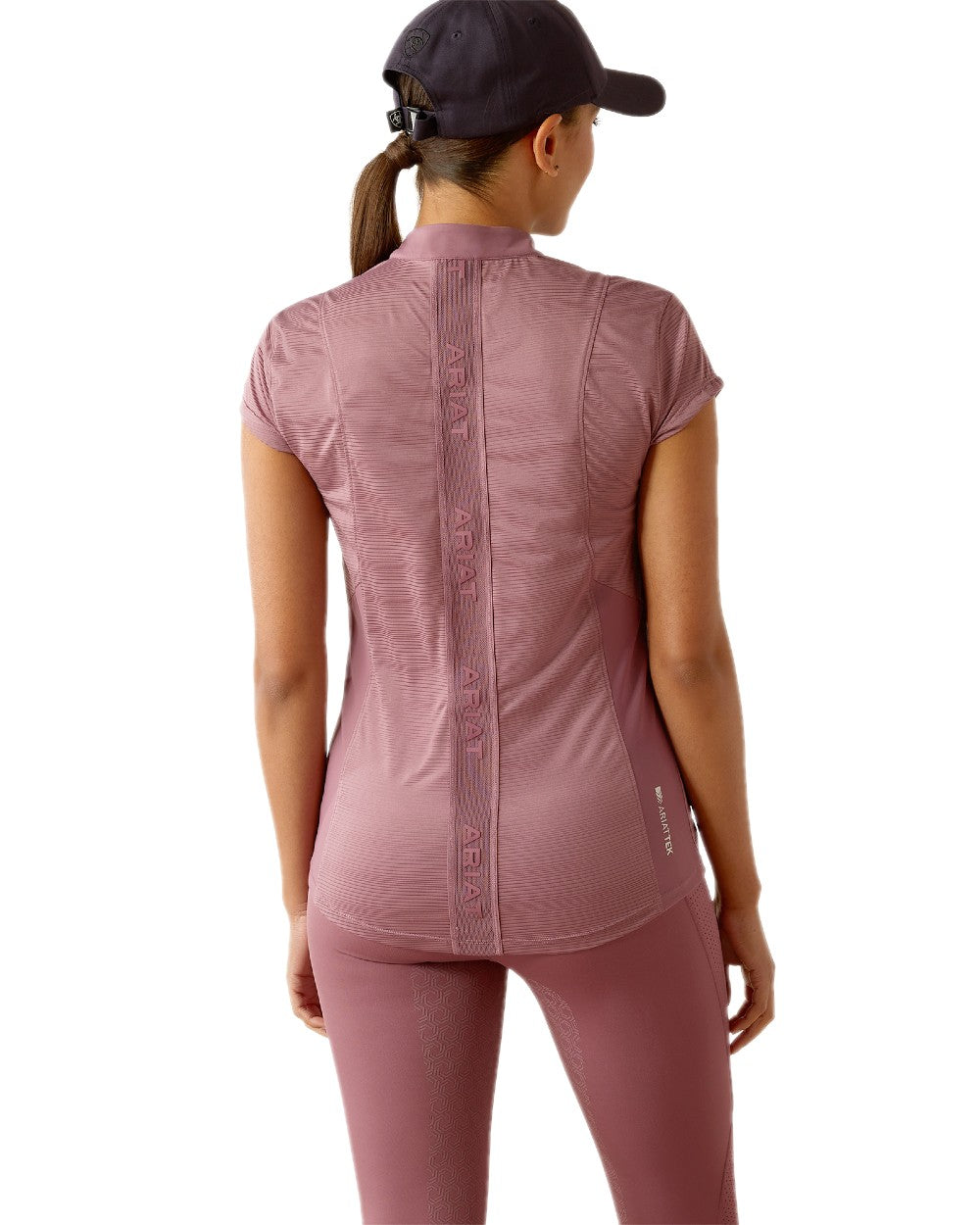 Tulipwood coloured Ariat Womens Breathe Quarter Zip Baselayer on white background