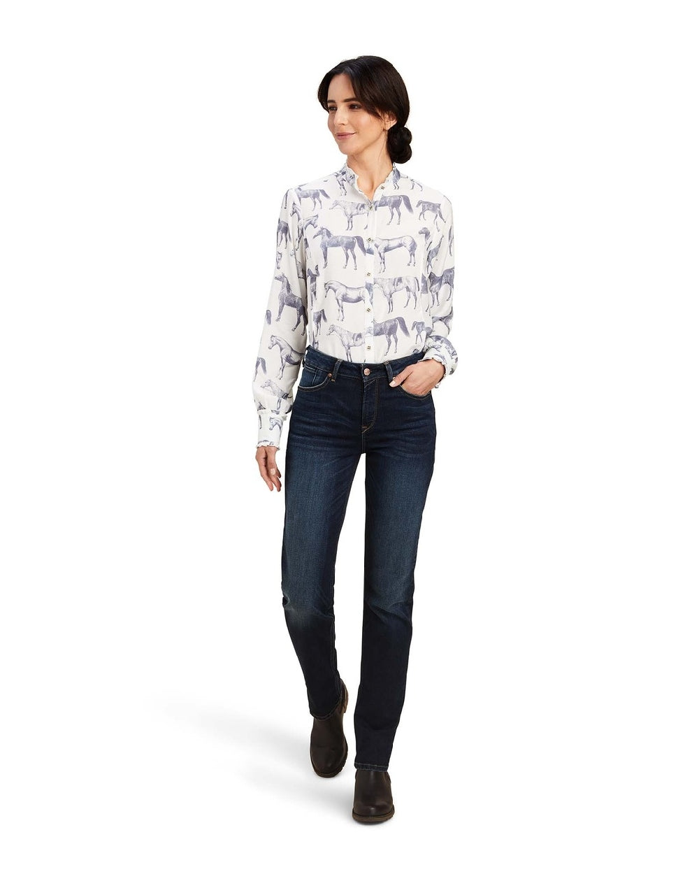 Hand Print Ariat Womens Clarion Blouse on White background